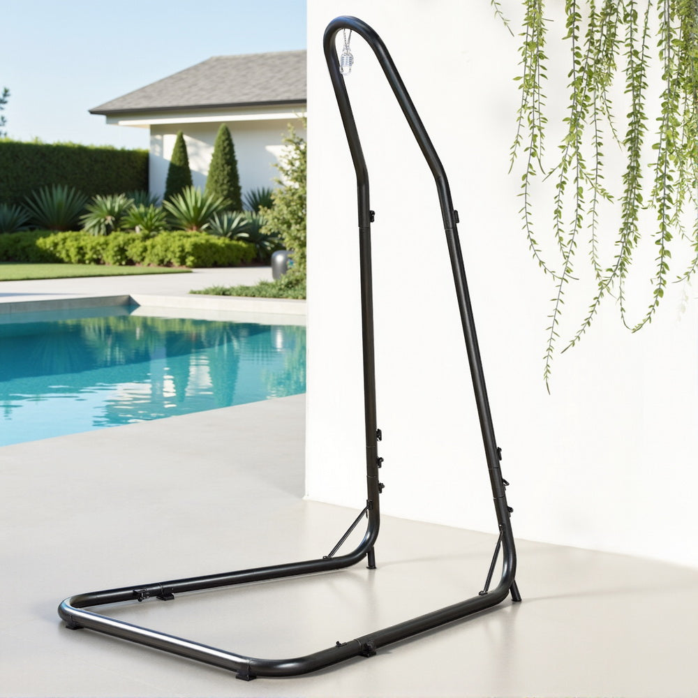 Table & Bar Stools: Gardeon Hammock Chair Stand Heavy Duty Steel Frame Black