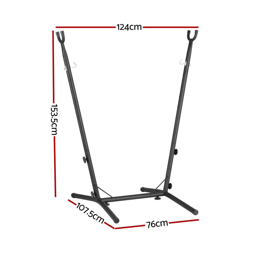 Table & Bar Stools: Gardeon Hammock Chair Stand Metal Frame Black