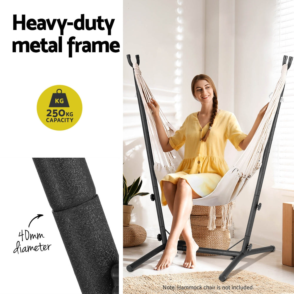 Table & Bar Stools: Gardeon Hammock Chair Stand Metal Frame Black