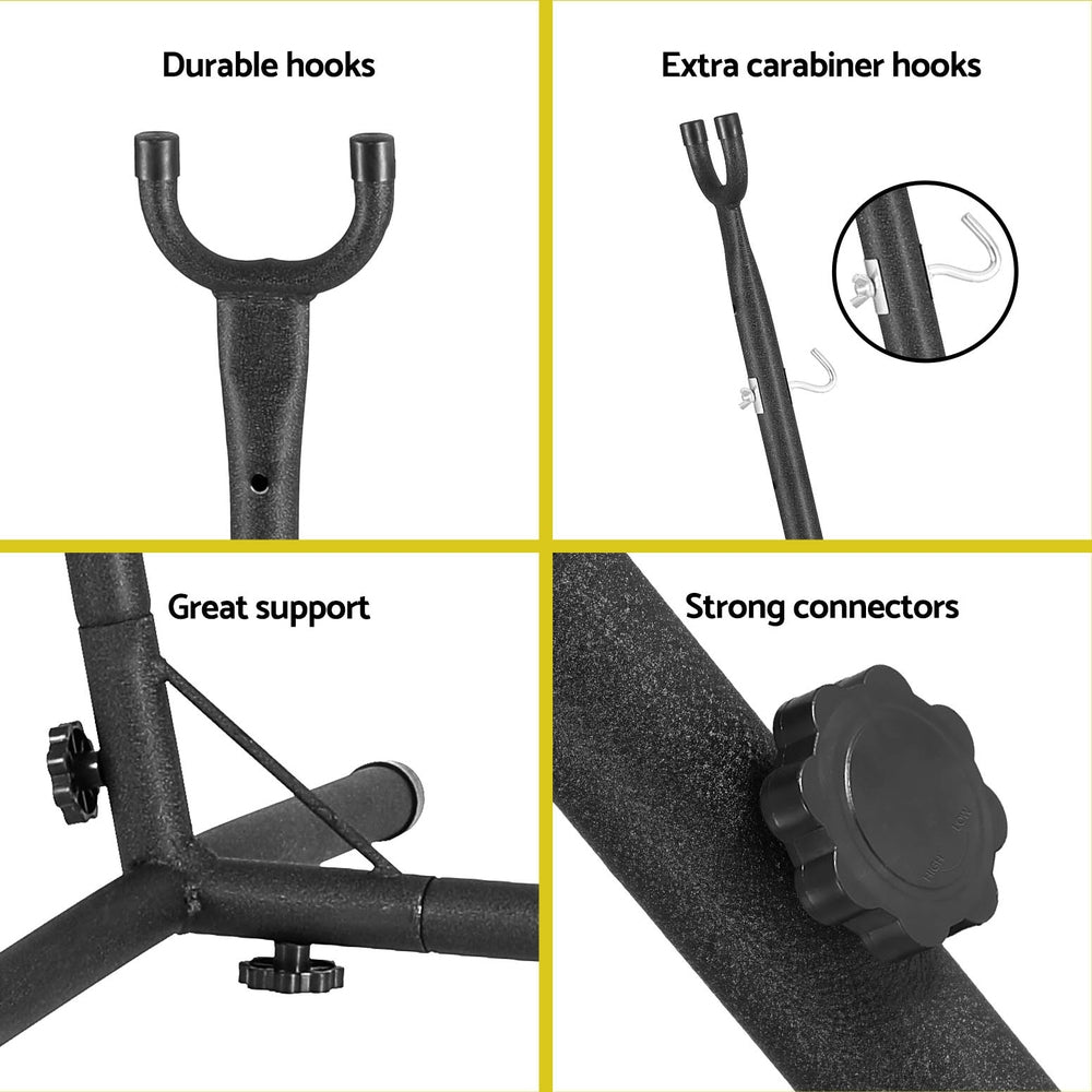 Table & Bar Stools: Gardeon Hammock Chair Stand Metal Frame Black