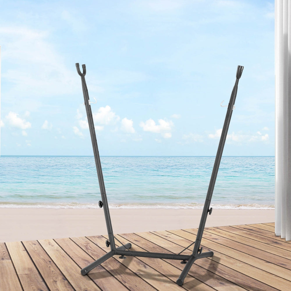 Table & Bar Stools: Gardeon Hammock Chair Stand Metal Frame Black