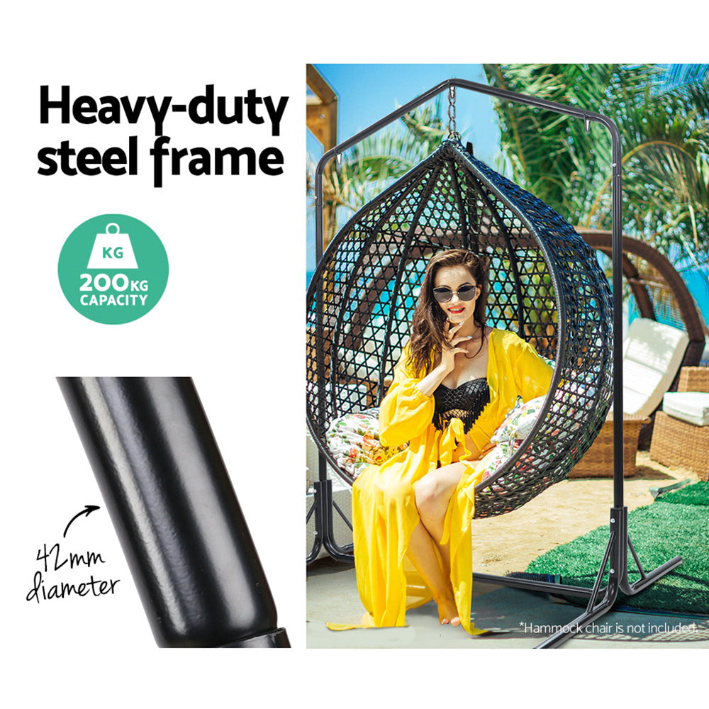 Outdoor Chairs: Gardeon Hammock Chair Steel Stand 2 Person Double Outdoor Heavy Duty 200KG