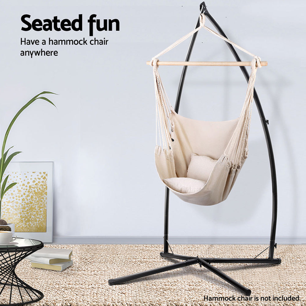 Outdoor Chairs: Gardeon Hammock Chair Steel Stand Outdoor Furniture Heavy Duty Black