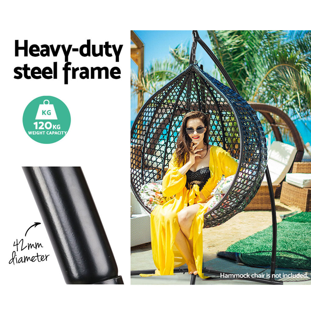 Outdoor Chairs: Gardeon Hammock Chair Steel Stand Outdoor Furniture Heavy Duty Black