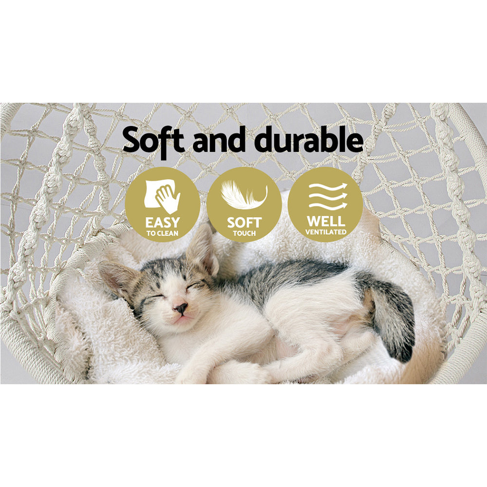 Hammocks & Accessories: Gardeon Hammock Chair Outdoor Hanging Macrame Cotton Indoor Cream
