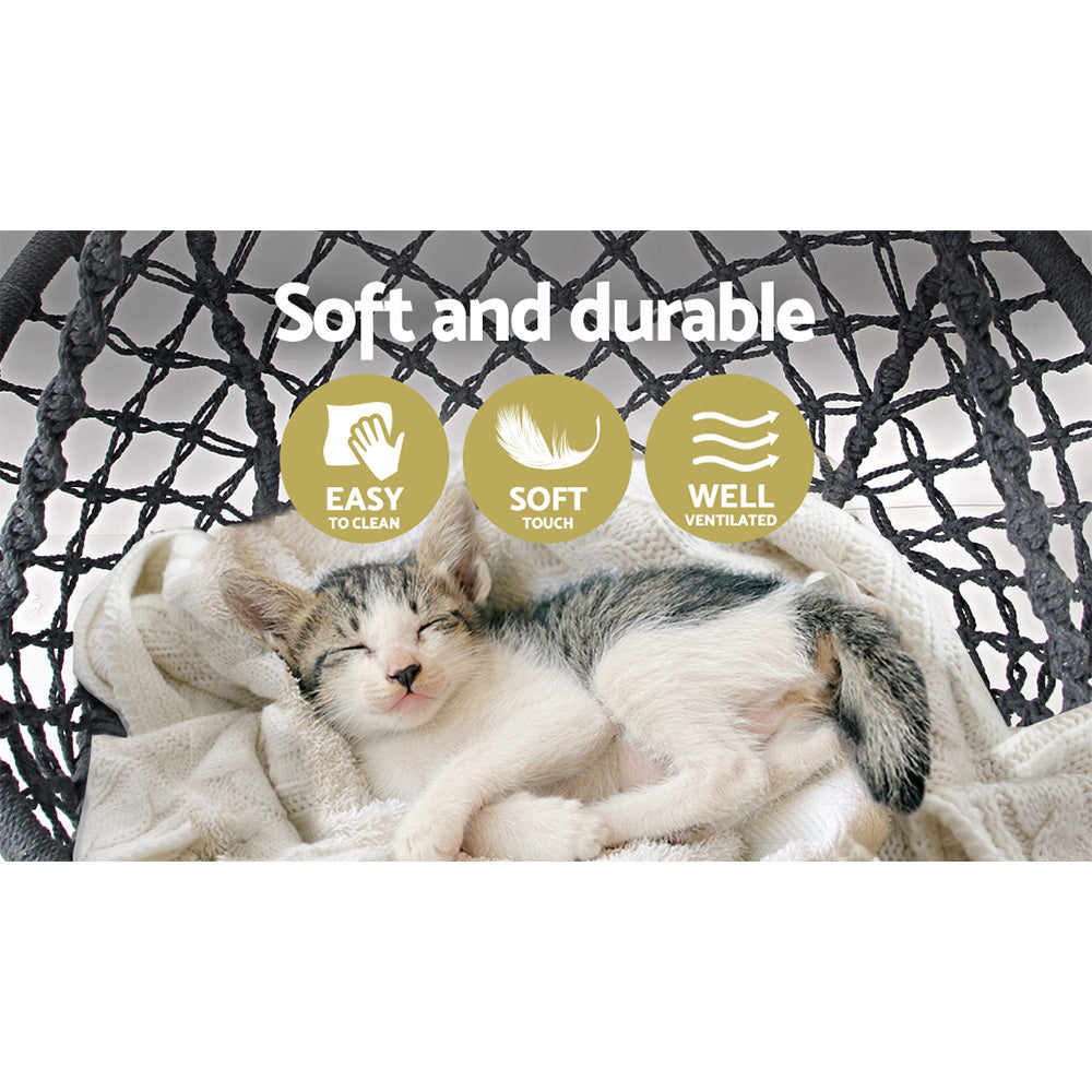 Hammocks & Accessories: Gardeon Hammock Chair Outdoor Hanging Macrame Cotton Indoor Grey