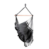 98765-Gardeon Hanging Hammock Chair Outdoor Swing Hammocks Tassel Grey
