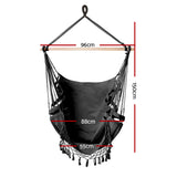 98765-Gardeon Hanging Hammock Chair Outdoor Swing Hammocks Tassel Grey