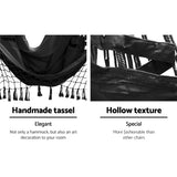 98765-Gardeon Hanging Hammock Chair Outdoor Swing Hammocks Tassel Grey