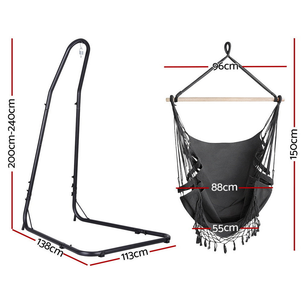 Hammocks & Accessories: Gardeon Hammock Hanging Chair with Steel Stand