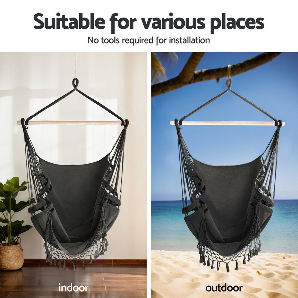 Hammocks & Accessories: Gardeon Hammock Hanging Chair with Steel Stand
