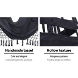 Outdoor Chairs: Gardeon Outdoor Hammock Chair with Stand Tassel Hanging Rope Hammocks Grey