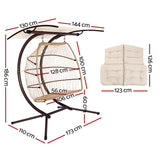 Outdoor Chairs: Gardeon Outdoor Egg Swing Chair Wicker Furniture Pod Stand Canopy 2 Seater Latte
