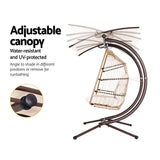 Outdoor Chairs: Gardeon Outdoor Egg Swing Chair Wicker Furniture Pod Stand Canopy 2 Seater Latte