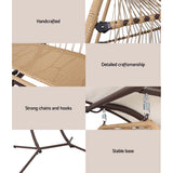Outdoor Chairs: Gardeon Outdoor Egg Swing Chair Wicker Furniture Pod Stand Canopy 2 Seater Latte