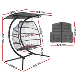 Outdoor Chairs: Gardeon Outdoor Egg Swing Chair Wicker Furniture Pod Stand Canopy 2 Seater Grey