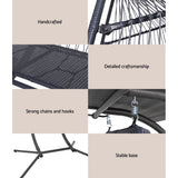 Outdoor Chairs: Gardeon Outdoor Egg Swing Chair Wicker Furniture Pod Stand Canopy 2 Seater Grey