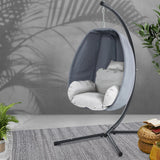 Outdoor Chairs: Gardeon Outdoor Egg Swing Chair Patio Furniture Pod Stand Canopy Foldable Grey