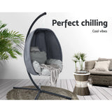 Outdoor Chairs: Gardeon Outdoor Egg Swing Chair Patio Furniture Pod Stand Canopy Foldable Grey