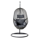 Outdoor Chairs: Gardeon Outdoor Egg Swing Chair Wicker Rattan Furniture Pod Stand Cushion Black