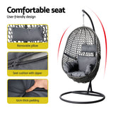 Outdoor Chairs: Gardeon Outdoor Egg Swing Chair Wicker Rattan Furniture Pod Stand Cushion Black
