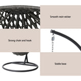 Outdoor Chairs: Gardeon Outdoor Egg Swing Chair Wicker Rattan Furniture Pod Stand Cushion Black