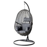 Outdoor Chairs: Gardeon Outdoor Egg Swing Chair Wicker Rattan Furniture Pod Stand Cushion Black