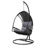 Outdoor Chairs: Gardeon Outdoor Egg Swing Chair Wicker Furniture Pod Stand Armrest Black
