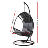 Outdoor Chairs: Gardeon Outdoor Egg Swing Chair Wicker Furniture Pod Stand Armrest Black