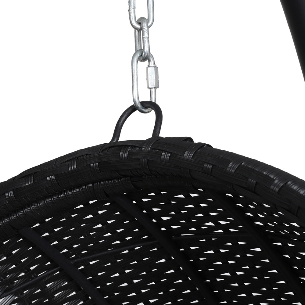 Outdoor Chairs: Gardeon Outdoor Egg Swing Chair Wicker Furniture Pod Stand Armrest Black