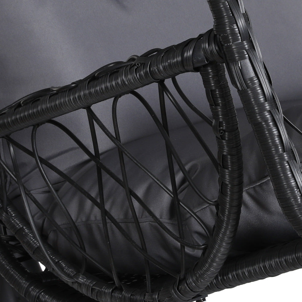 Outdoor Chairs: Gardeon Outdoor Egg Swing Chair Wicker Furniture Pod Stand Armrest Black