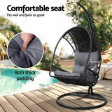 Outdoor Chairs: Gardeon Outdoor Egg Swing Chair Wicker Furniture Pod Stand Armrest Black