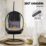 Outdoor Chairs: Gardeon Outdoor Egg Swing Chair Wicker Furniture Pod Stand Armrest Black