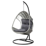 Outdoor Chairs: Gardeon Outdoor Egg Swing Chair Wicker Furniture Pod Stand Armrest Light Grey