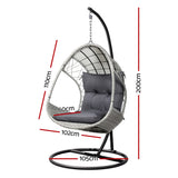 Outdoor Chairs: Gardeon Outdoor Egg Swing Chair Wicker Furniture Pod Stand Armrest Light Grey