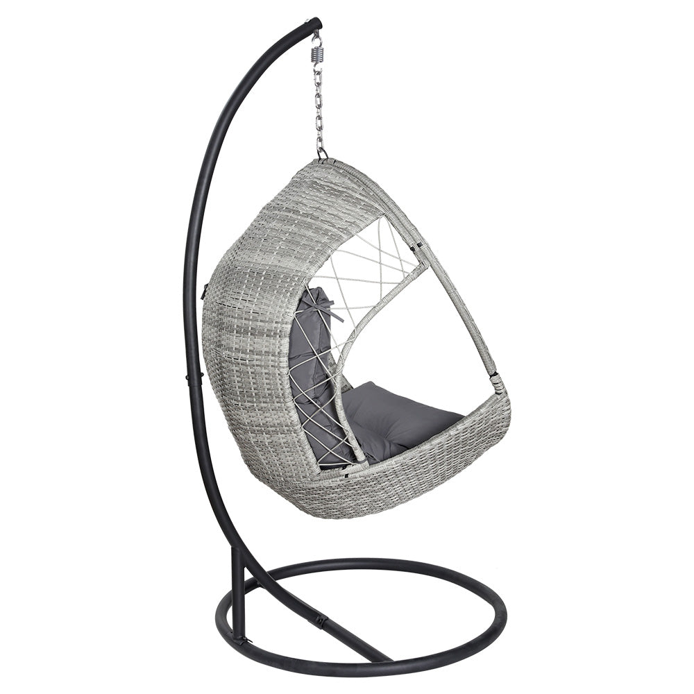 Outdoor Chairs: Gardeon Outdoor Egg Swing Chair Wicker Furniture Pod Stand Armrest Light Grey