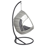 Outdoor Chairs: Gardeon Outdoor Egg Swing Chair Wicker Furniture Pod Stand Armrest Light Grey
