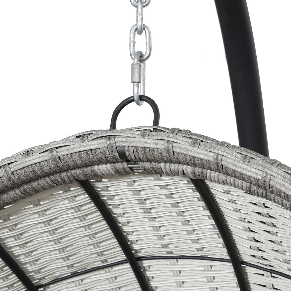 Outdoor Chairs: Gardeon Outdoor Egg Swing Chair Wicker Furniture Pod Stand Armrest Light Grey