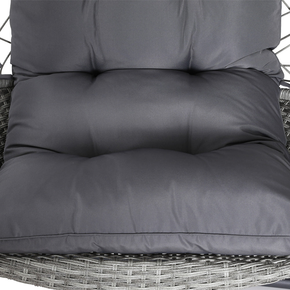 Outdoor Chairs: Gardeon Outdoor Egg Swing Chair Wicker Furniture Pod Stand Armrest Light Grey