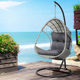 Outdoor Chairs: Gardeon Outdoor Egg Swing Chair Wicker Furniture Pod Stand Armrest Light Grey
