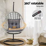 Outdoor Chairs: Gardeon Outdoor Egg Swing Chair Wicker Furniture Pod Stand Armrest Light Grey