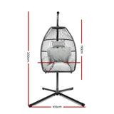 Outdoor Chairs: Gardeon Outdoor Egg Swing Chair Wicker Rope Furniture Pod Stand Cushion Grey