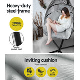Outdoor Chairs: Gardeon Outdoor Egg Swing Chair Wicker Rope Furniture Pod Stand Cushion Grey