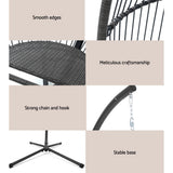Outdoor Chairs: Gardeon Outdoor Egg Swing Chair Wicker Rope Furniture Pod Stand Cushion Grey