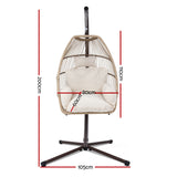 Outdoor Chairs: Gardeon Outdoor Egg Swing Chair Hanging Chair Wicker Rope Pod Stand Cushion Latte