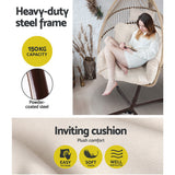 Outdoor Chairs: Gardeon Outdoor Egg Swing Chair Hanging Chair Wicker Rope Pod Stand Cushion Latte