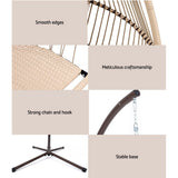 Outdoor Chairs: Gardeon Outdoor Egg Swing Chair Hanging Chair Wicker Rope Pod Stand Cushion Latte