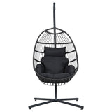 Outdoor Chairs: Gardeon Outdoor Egg Swing Chair Hanging Chair Wicker Rope Pod Stand Foldable Grey