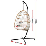 Outdoor Chairs: Gardeon Outdoor Egg Swing Chair Wicker Rope Furniture Pod Stand Foldable Yellow