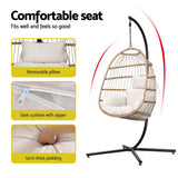 Outdoor Chairs: Gardeon Outdoor Egg Swing Chair Wicker Rope Furniture Pod Stand Foldable Yellow
